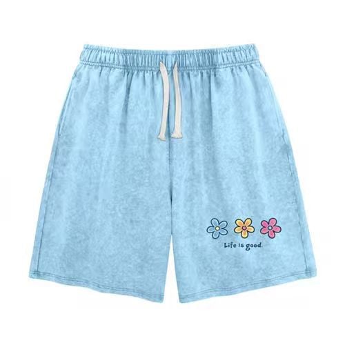 Flower Print Elastic Drawstring Shorts