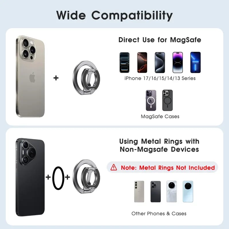 Double-Sided Magnetic Phone Stand Adjustable & Compatible with iPhone 12-17 Series