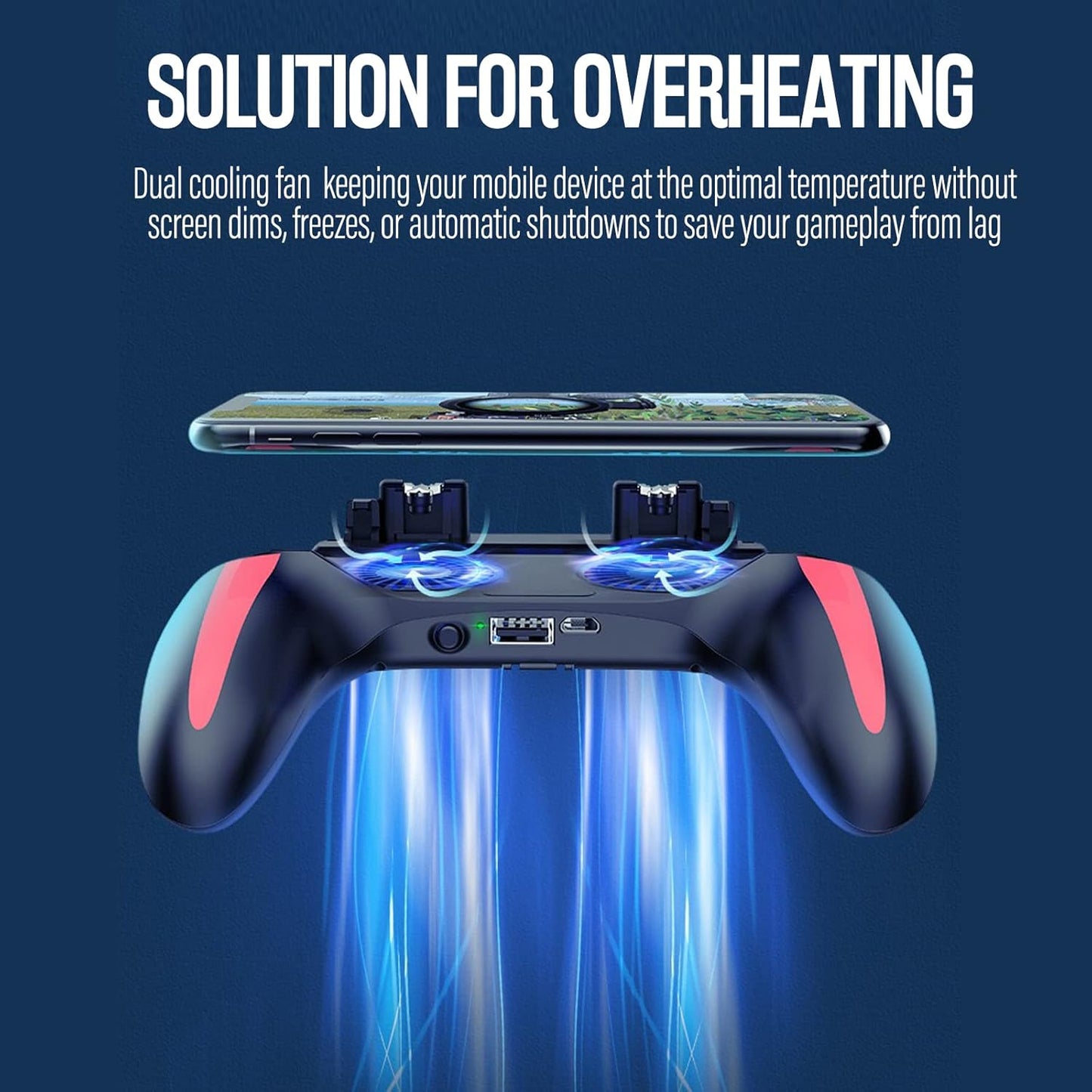 Mobile Phone Gamepad, Game Controller, Mobile Game Controller with Dual Cooling Fans, 2500mah / 5000mah Battery Optional