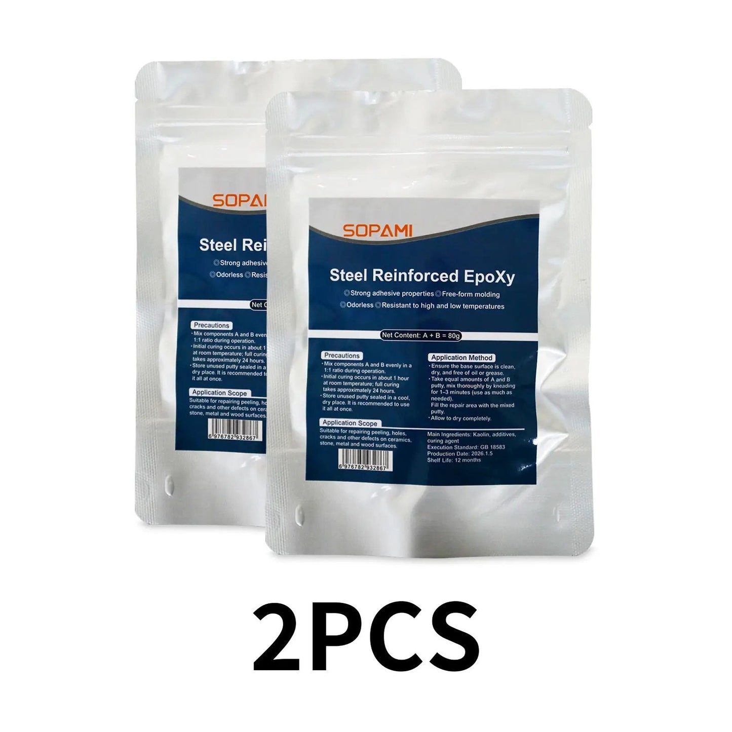 Steel Reinforced Epoxy Putty, Easy Operation, High Strength & Strong Adhesion, Excellent Restoration,