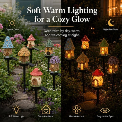 🍄✨ Turn Your Backyard Into An Enchanted Fairy Forest! Solar Mushroom Cottage Garden Light