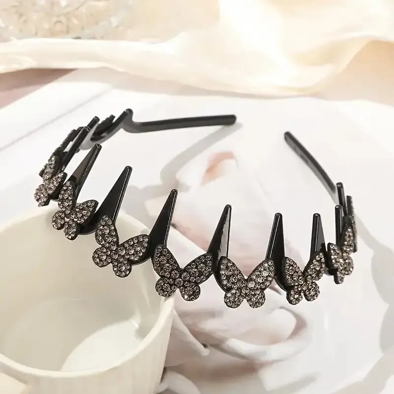 Wavy Crystal Headband Set, Plain Unisex Hair Accessory