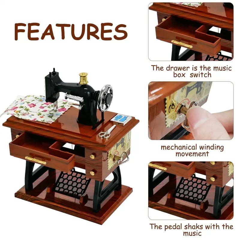 43% OFF Vintage Mini Sewing Machine Music Box
