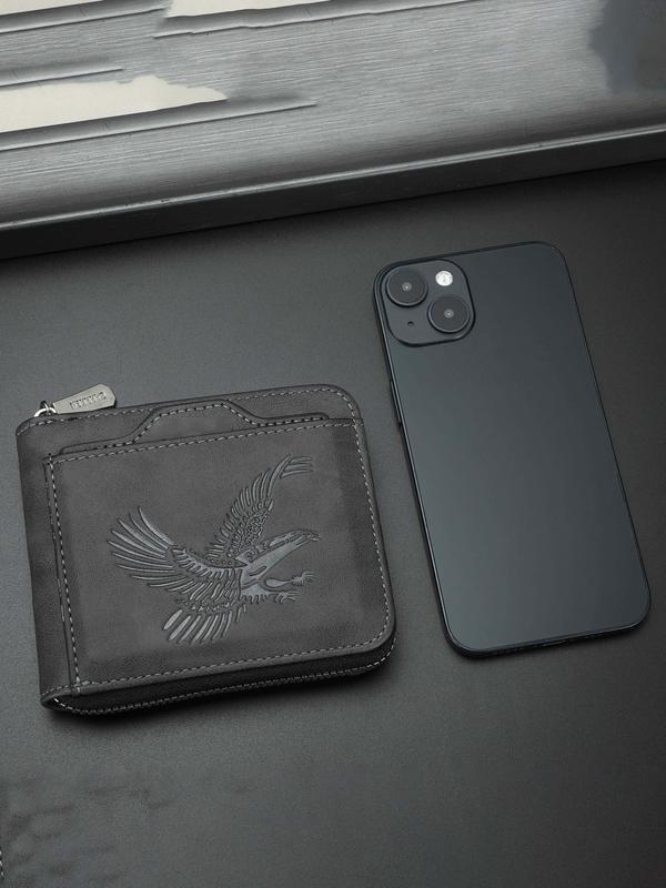 Men's Vintage Eagle Embossed Short Wallet