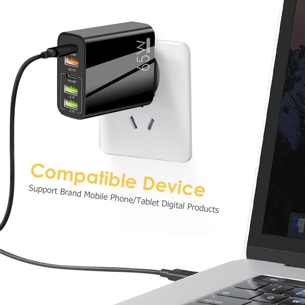 65W Multi-Port Fast Wall Charger (US Plug)