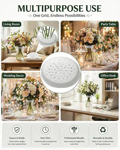 🌸🔥Reusable Silicone Flower Arranging Grid, Stretches Over The Rim of Vase, Self-Grips to Glass, for Easy Flower Arranging.