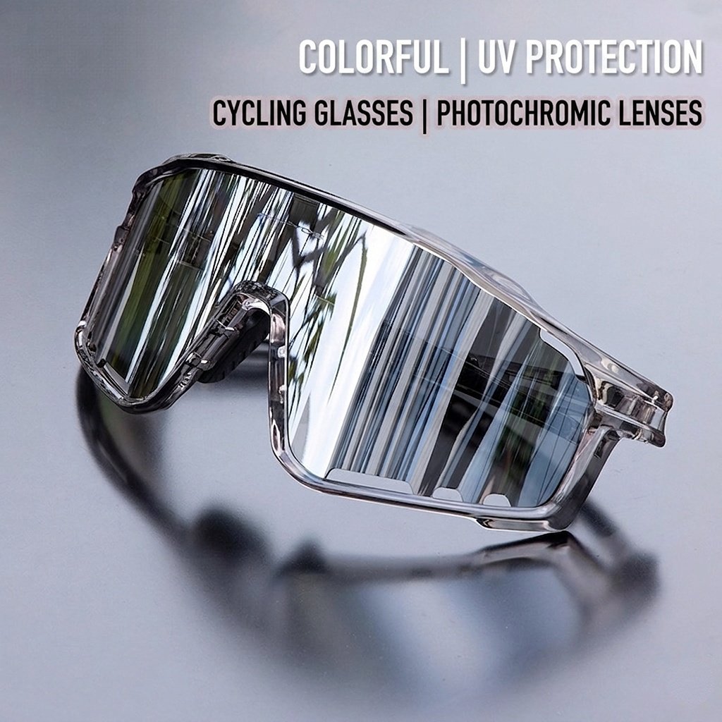 Unisex Photochromic Cycling Sunglasses - Windproof for Road Bike, Day and Night Outdoor Sports Use