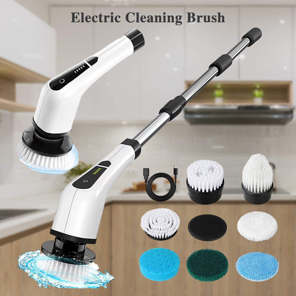 🧽⚡Electric Rotating Cleaning Brush | 7 Brush Heads · 300 RPM · IPX5 Waterproof · 2500mAh Long Battery Life · Makes Housework a Breeze
