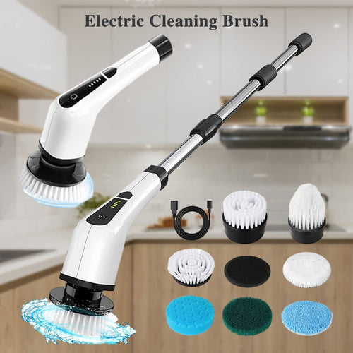 🧽⚡Electric Rotating Cleaning Brush | 7 Brush Heads · 300 RPM · IPX5 Waterproof · 2500mAh Long Battery Life · Makes Housework a Breeze