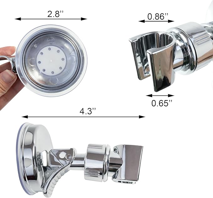 Adjustable shower head holder - Detachable shower head holder with suction cup - Drill-free shower head holde
