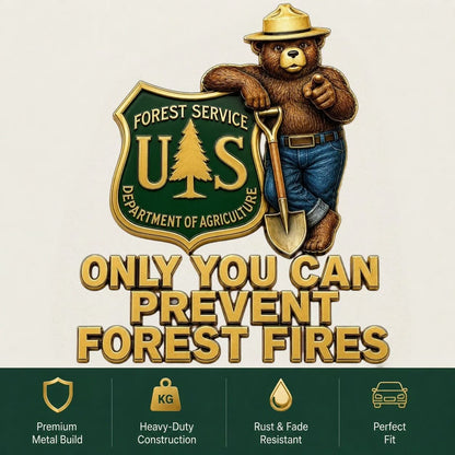 🔥HOT SALE 48% OFF🐻🚗USFS Bear Only You Can Prevent Wildfires Car Emblem Metal Badge🌲✨