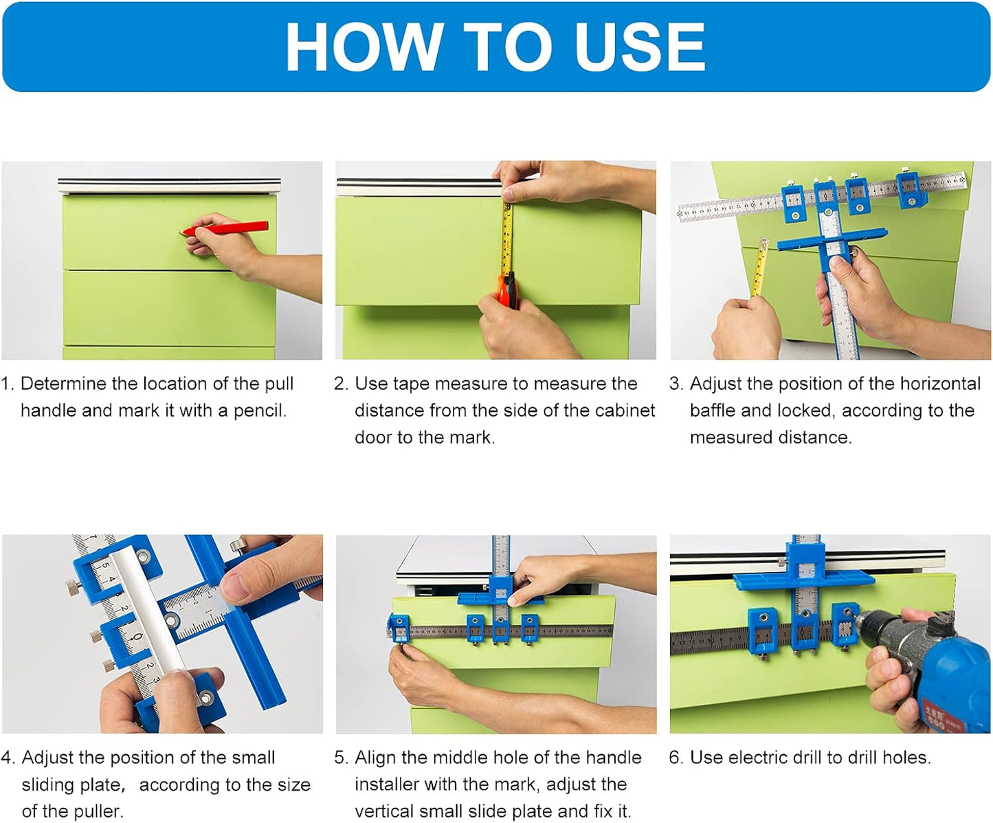 📏Precision Cabinet Hardware Jig - Handle & Pull Drill Guide Template for Door Drawer Installation
