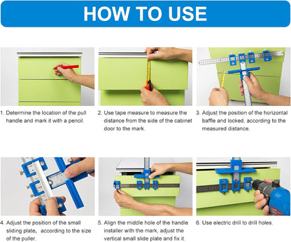 📏Precision Cabinet Hardware Jig - Handle & Pull Drill Guide Template for Door Drawer Installation