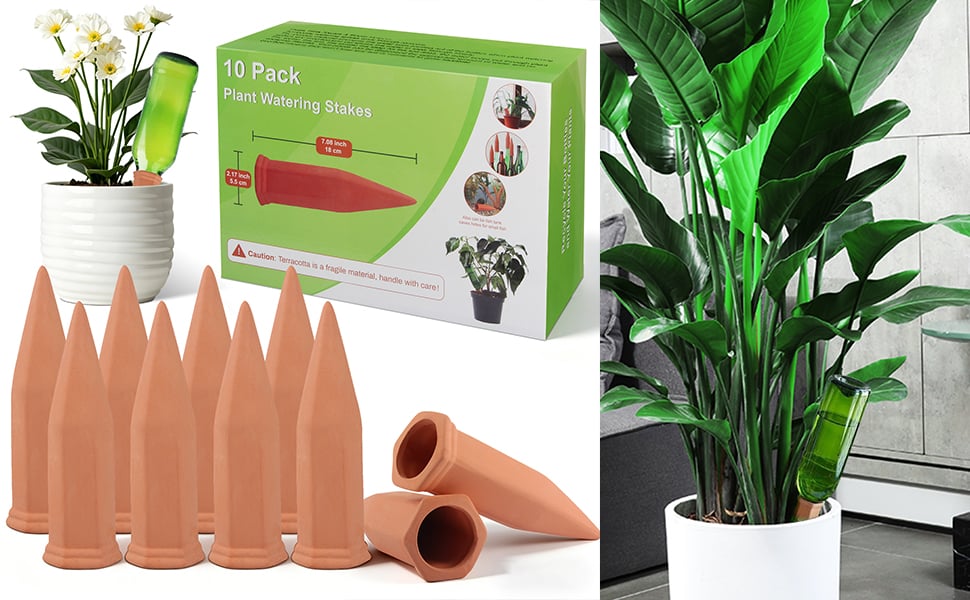 🌱 Terracotta Self-Watering Spikes 💧(Set of 4)