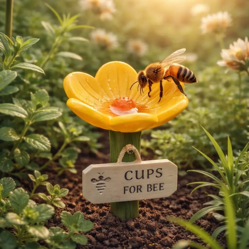 🌸Flower-Shaped Resin Bee Watering Station🐝
