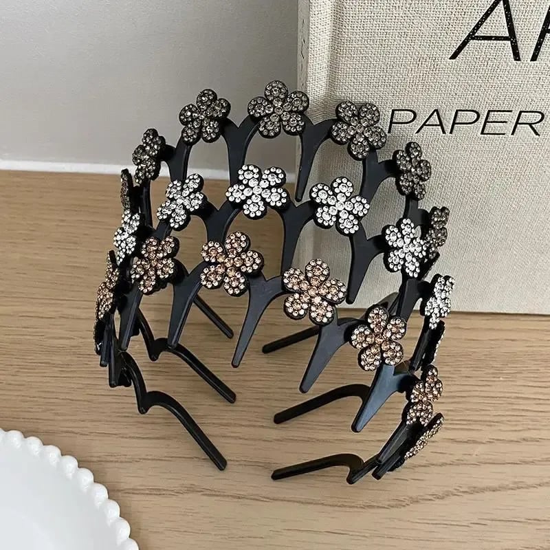Wavy Crystal Headband Set, Plain Unisex Hair Accessory
