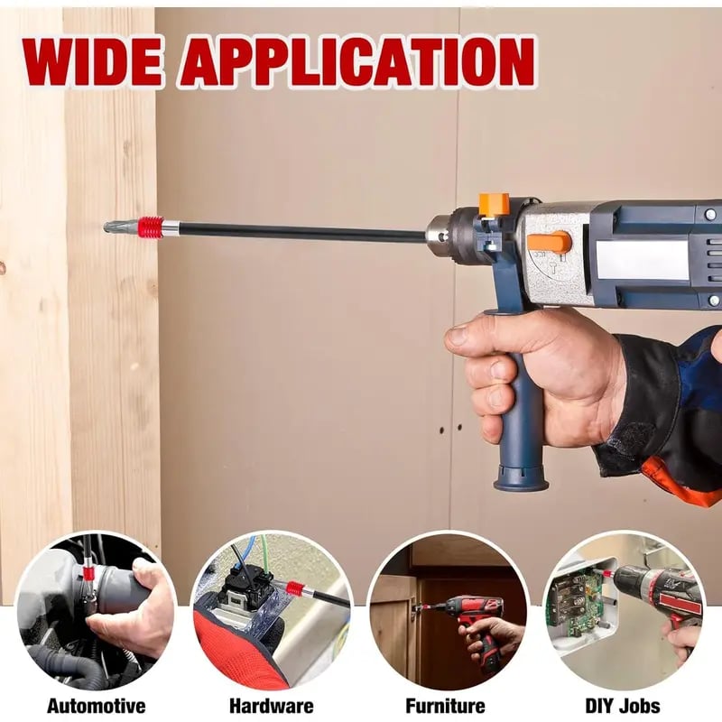 🔥LAST DAY 49% OFF - 🛠️Drill Bit Extension 2/4/6/12'', Magnetic Bit Holder 4 Pcs, Drill Extension Bit Holder 1/4'' Hex
