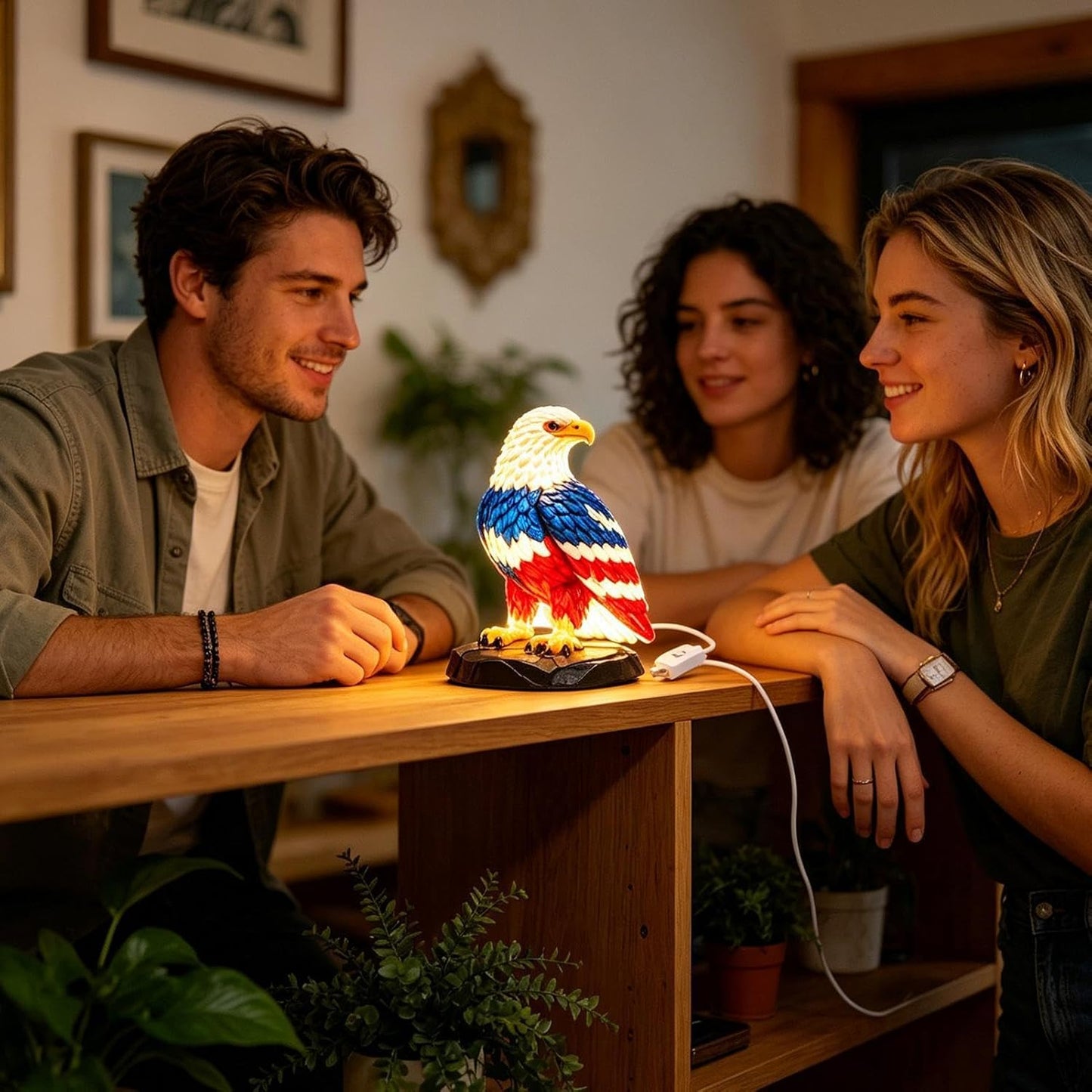⚡️Independence Day 🦅🌙U.S. 250th Eagle Stained Glass Table Lamp✨