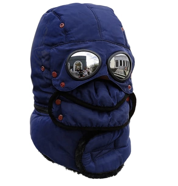 Winter Thermal Hat with Glasses Windproof Ski Mask Cap Fashion Warm Hat for Cycling