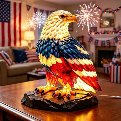 ⚡️Independence Day 🦅🌙U.S. 250th Eagle Stained Glass Table Lamp✨