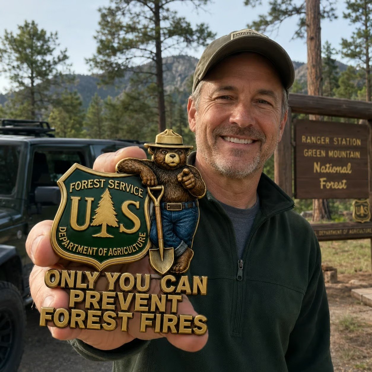 🔥HOT SALE 48% OFF🐻🚗USFS Bear Only You Can Prevent Wildfires Car Emblem Metal Badge🌲✨