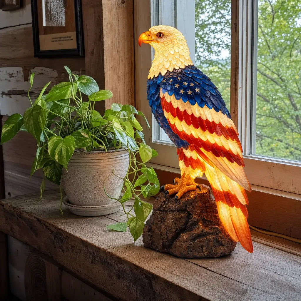 ⚡️Independence Day 🦅🌙U.S. 250th Eagle Stained Glass Table Lamp✨