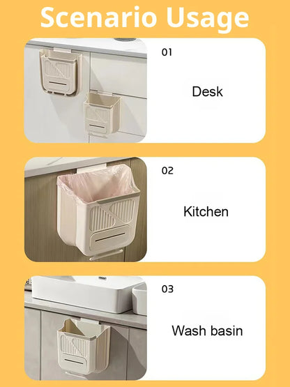 🥡🥦Folding Hanging Kitchen Waste Trash Can🗑️