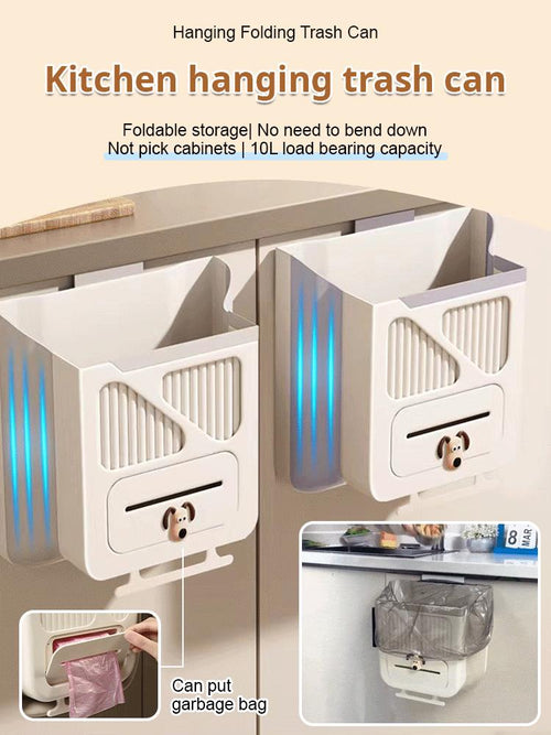🥡🥦Folding Hanging Kitchen Waste Trash Can🗑️