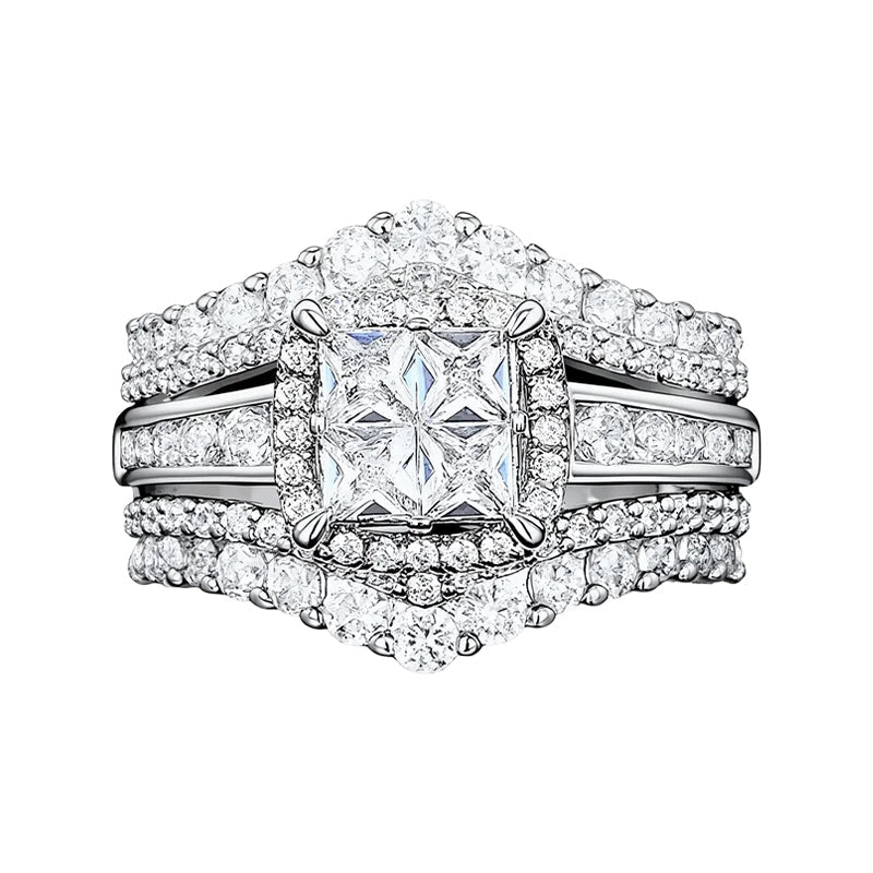 💍 LIMITED-TIME 46% OFF! 💥 Women's Princess Cut Cubic Zirconia Filled Ring – Pave Setting, Multi-Layer Band, Sparkle ✨