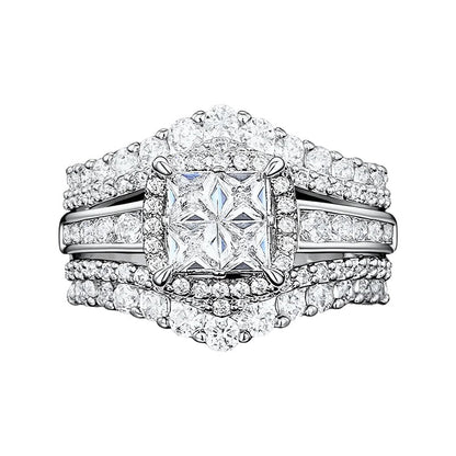💍 LIMITED-TIME 46% OFF! 💥 Women's Princess Cut Cubic Zirconia Filled Ring – Pave Setting, Multi-Layer Band, Sparkle ✨