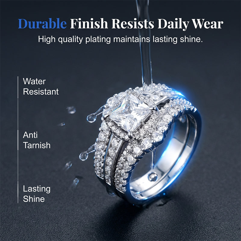 💍 LIMITED-TIME 46% OFF! 💥 Women's Princess Cut Cubic Zirconia Filled Ring – Pave Setting, Multi-Layer Band, Sparkle ✨