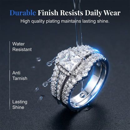 💍 LIMITED-TIME 46% OFF! 💥 Women's Princess Cut Cubic Zirconia Filled Ring – Pave Setting, Multi-Layer Band, Sparkle ✨