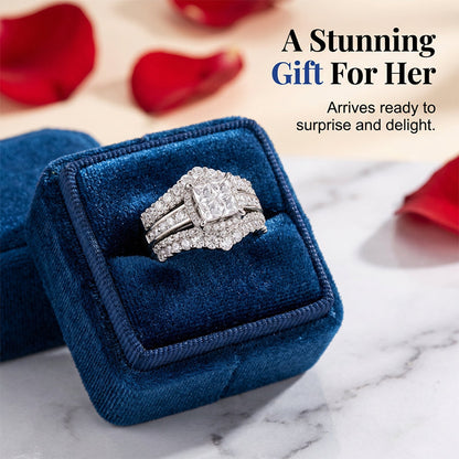 💍 LIMITED-TIME 46% OFF! 💥 Women's Princess Cut Cubic Zirconia Filled Ring – Pave Setting, Multi-Layer Band, Sparkle ✨
