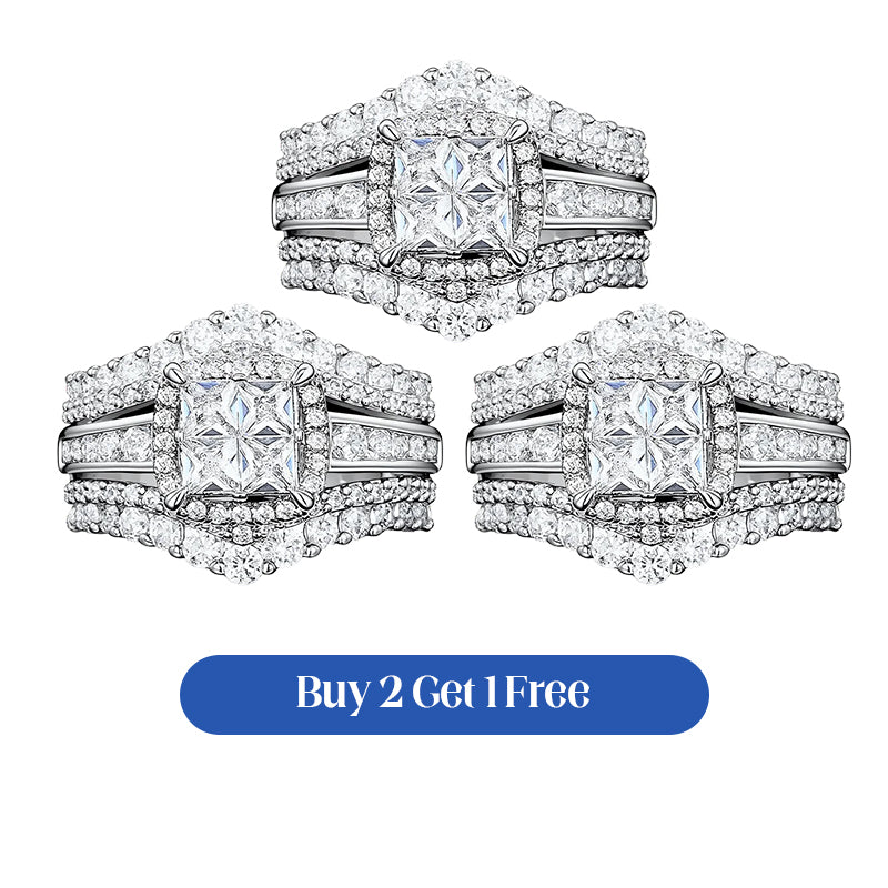 💍 LIMITED-TIME 46% OFF! 💥 Women's Princess Cut Cubic Zirconia Filled Ring – Pave Setting, Multi-Layer Band, Sparkle ✨