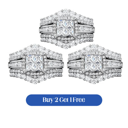💍 LIMITED-TIME 46% OFF! 💥 Women's Princess Cut Cubic Zirconia Filled Ring – Pave Setting, Multi-Layer Band, Sparkle ✨