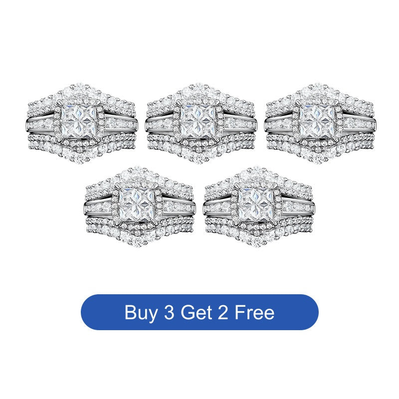 💍 LIMITED-TIME 46% OFF! 💥 Women's Princess Cut Cubic Zirconia Filled Ring – Pave Setting, Multi-Layer Band, Sparkle ✨