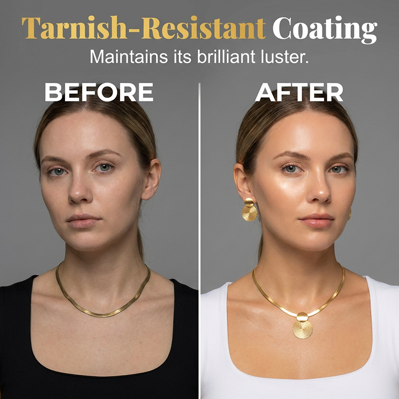 🎁Modern Chic Necklace & Earring Set – Gold finish, geometric design & lightweight – perfect for daily elegance or gifting – includes matching pieces for a polished look 💫