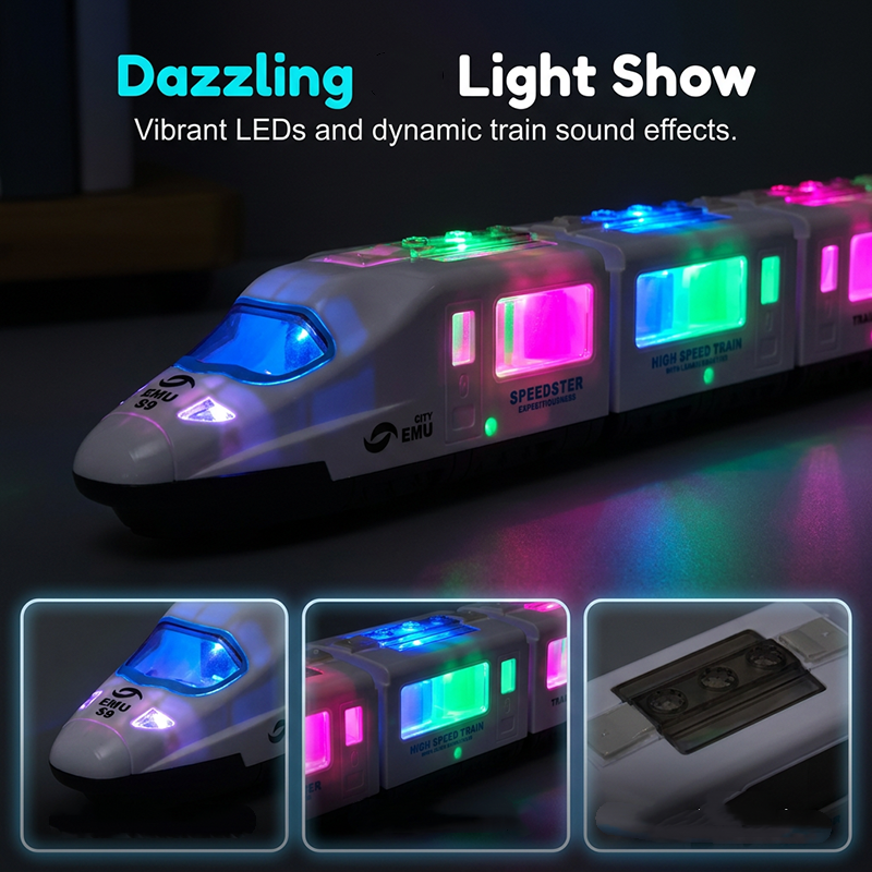 🚄  Electric Bullet Train Toy – Light-Up, Bump & Go, with Music 🎵