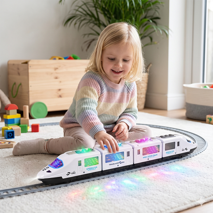 🚄  Electric Bullet Train Toy – Light-Up, Bump & Go, with Music 🎵
