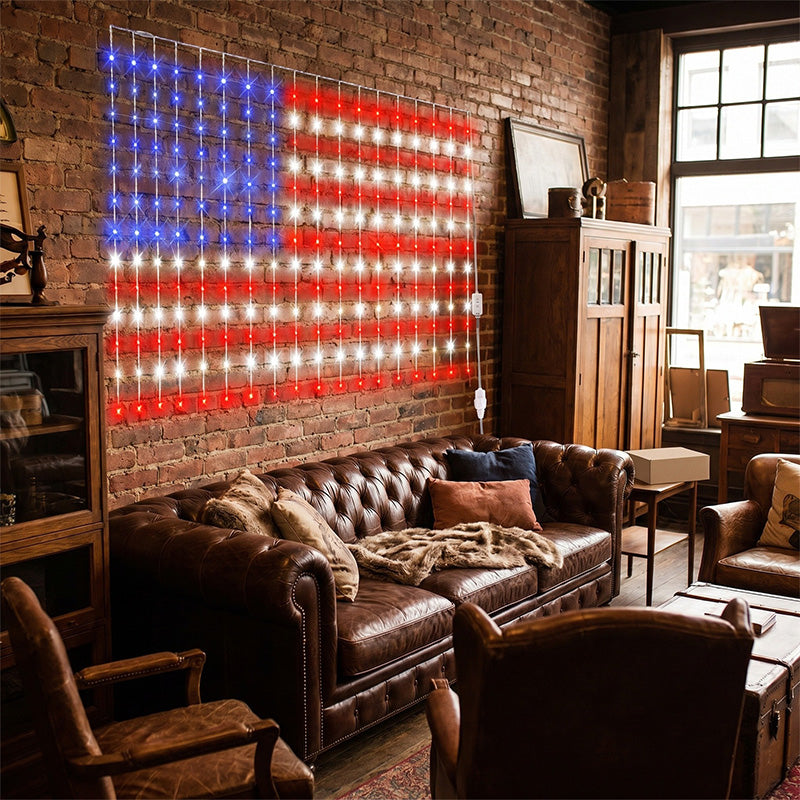 ❤️LIMITED-TIME 49% OFF! ✨ Patriotic Flag Net Lights – USB, Waterproof, 50,000-Hour ✨
