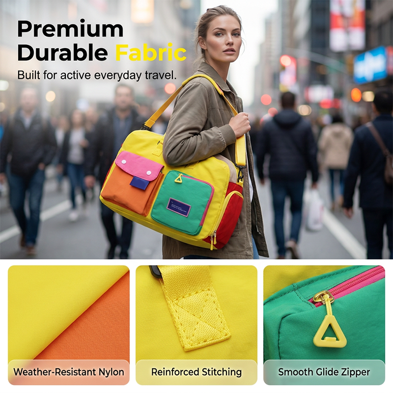 🎒 5 Casual Color Block Overnight Bag – Spacious & durable – Perfect for gym, travel or weekend trips – lightweight with carry handles 🧳