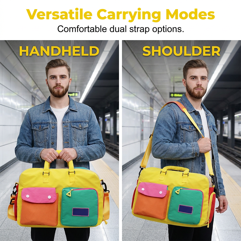🎒 5 Casual Color Block Overnight Bag – Spacious & durable – Perfect for gym, travel or weekend trips – lightweight with carry handles 🧳