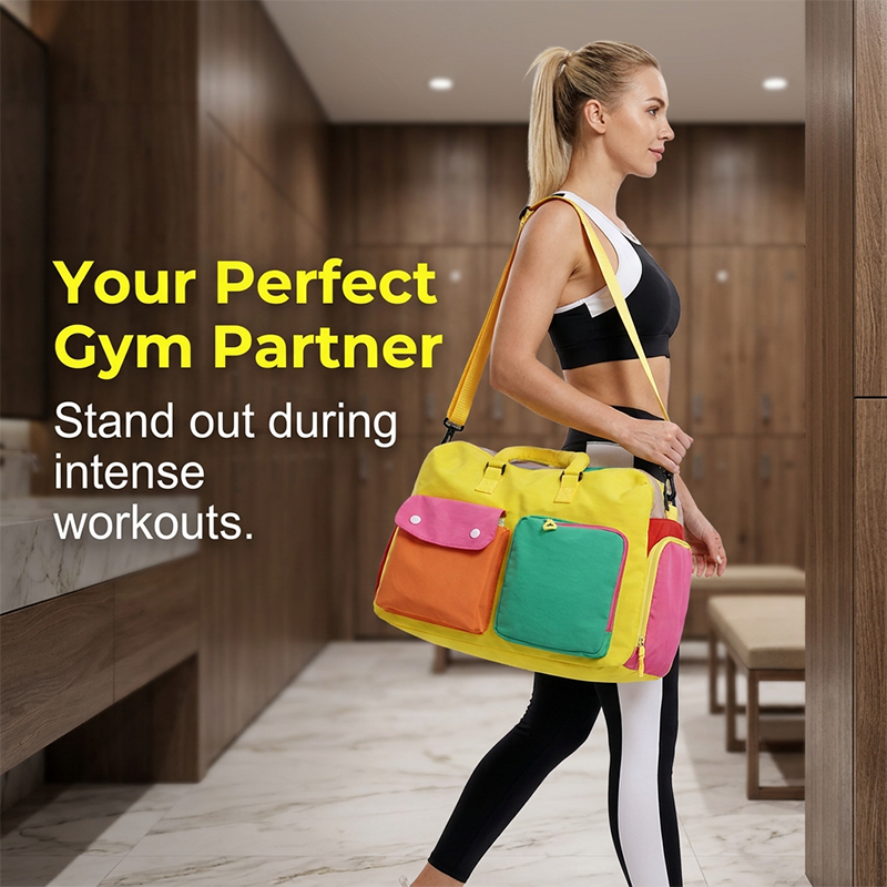 🎒 5 Casual Color Block Overnight Bag – Spacious & durable – Perfect for gym, travel or weekend trips – lightweight with carry handles 🧳