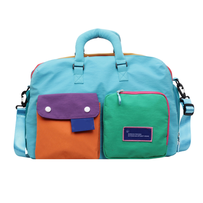 🎒 5 Casual Color Block Overnight Bag – Spacious & durable – Perfect for gym, travel or weekend trips – lightweight with carry handles 🧳
