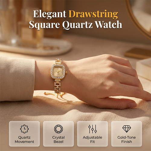 📢📢49% OFF !! ⏰Women Drawstring Bracelet Watch Square Quartz