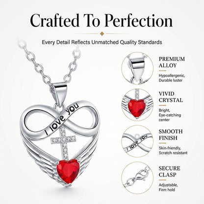 🎉 2026 Sale — Over 36,000 Sold! 💖 Infinity Heart Cross Necklace with Wing Pendant – Faith & Eternal Love ✨